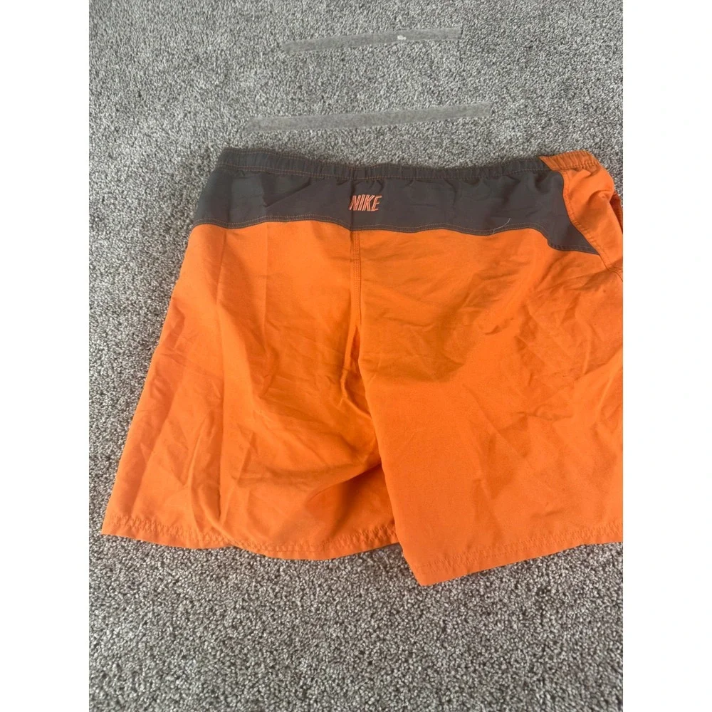 Nike Swim Trunks Mens XL Orange Gray Mesh Lined Board Shorts Athletic Swimwear